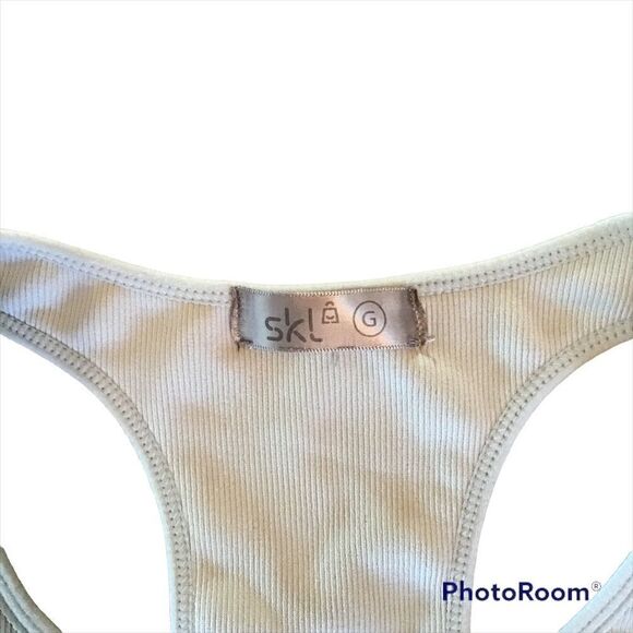 SKL Gray Ribbed Racerback Sports Bra Large - Picture 3 of 4